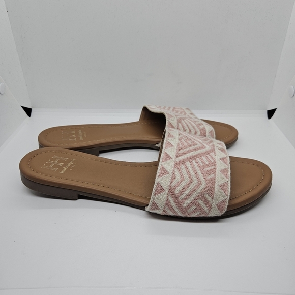 Haute Hippie pink and white geometric woven slide sandals size 9.5 - Picture 1 of 10